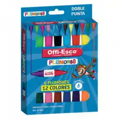 Plumones Lavables Bicolor Jumbo Offi-esco Oe-086 X6u