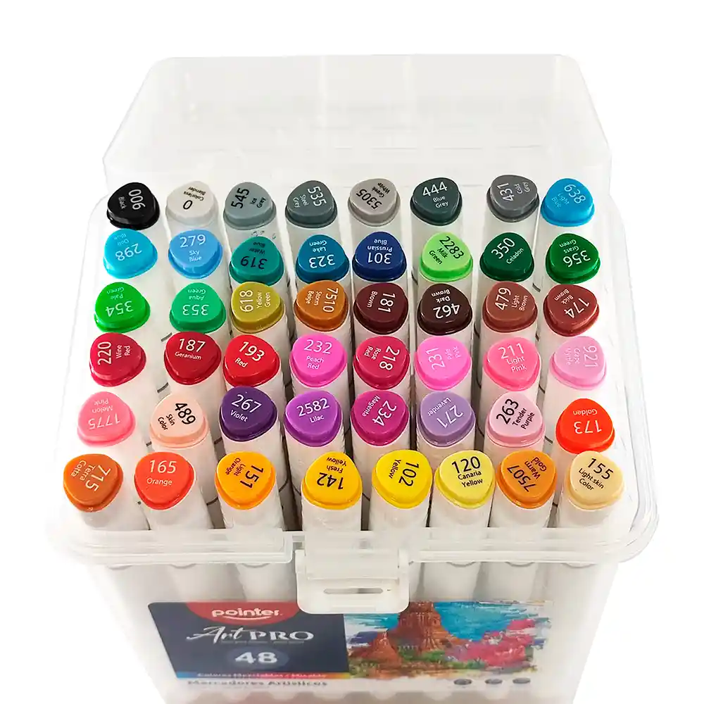 Marcador Permanente Pointer Doble Punta X 48 Colores.