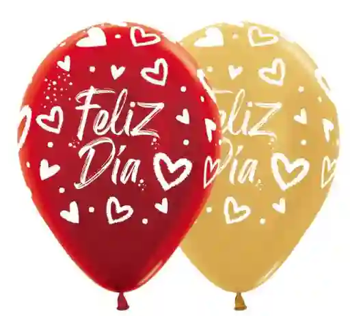 R-12 Globos Bombas Latex Redondo Infinity Feliz Dia Amor Corazones Brillantes Metal Sempertex