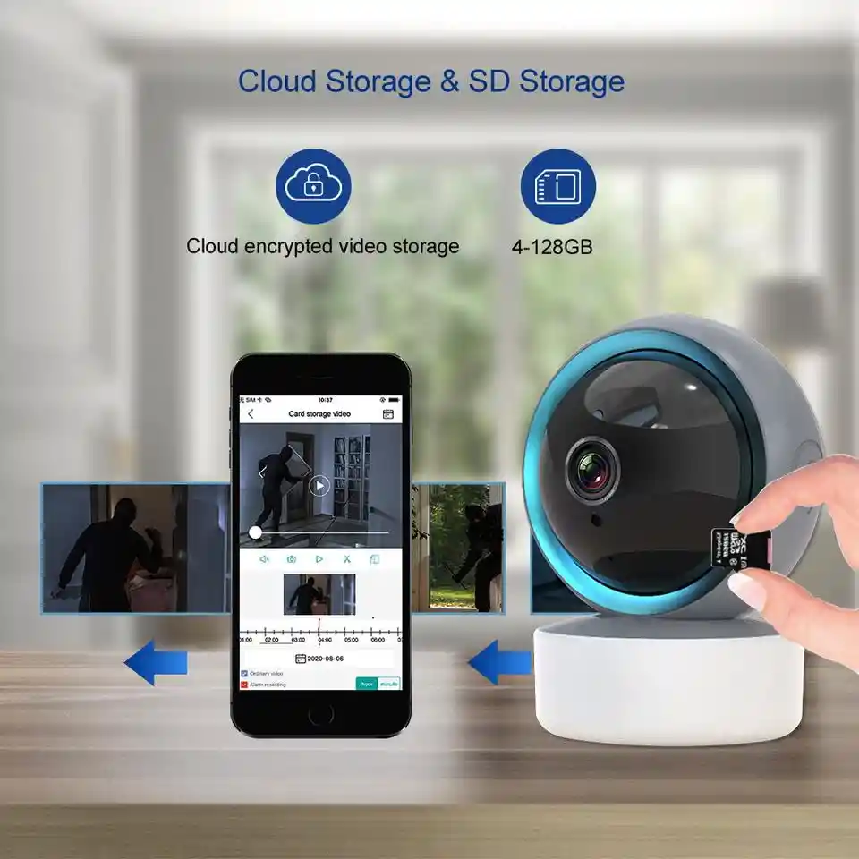 Camara De Seguridad Wifi 1080 Visión Nocturna Audio 360°