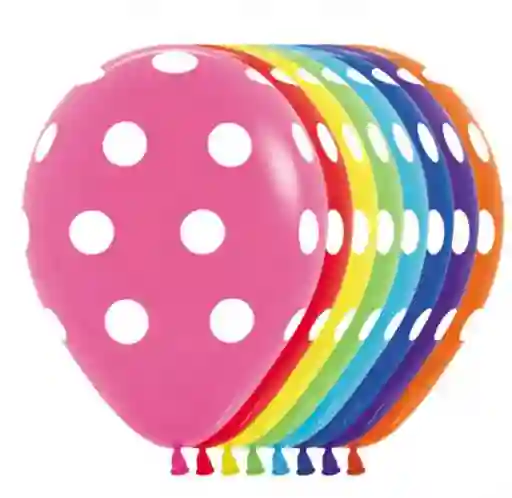 R-12 Globos Bombas Latex Redondo Infinity Polka Blanco Fashion Surtido X12 Unds Sempertex