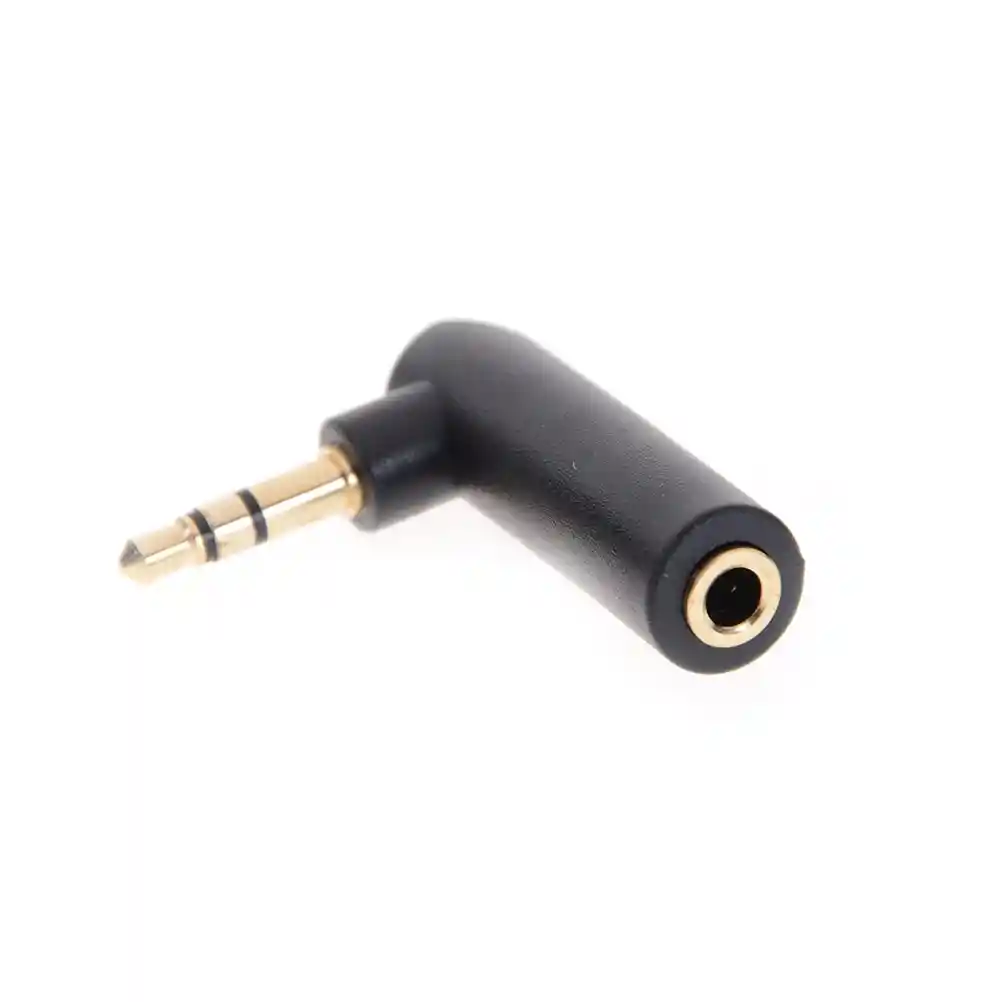 Union De Audio Plug Stereo 3.5 Mm Macho A Hembra Angulo 90°