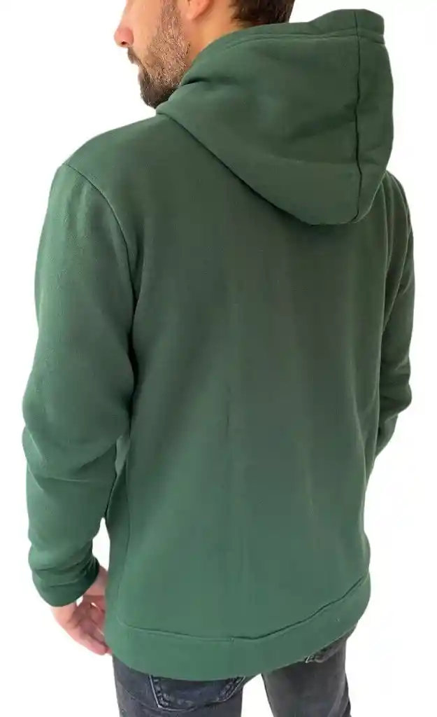 Hoodie Hombre Con Cremallera Algodon Perchado Verde