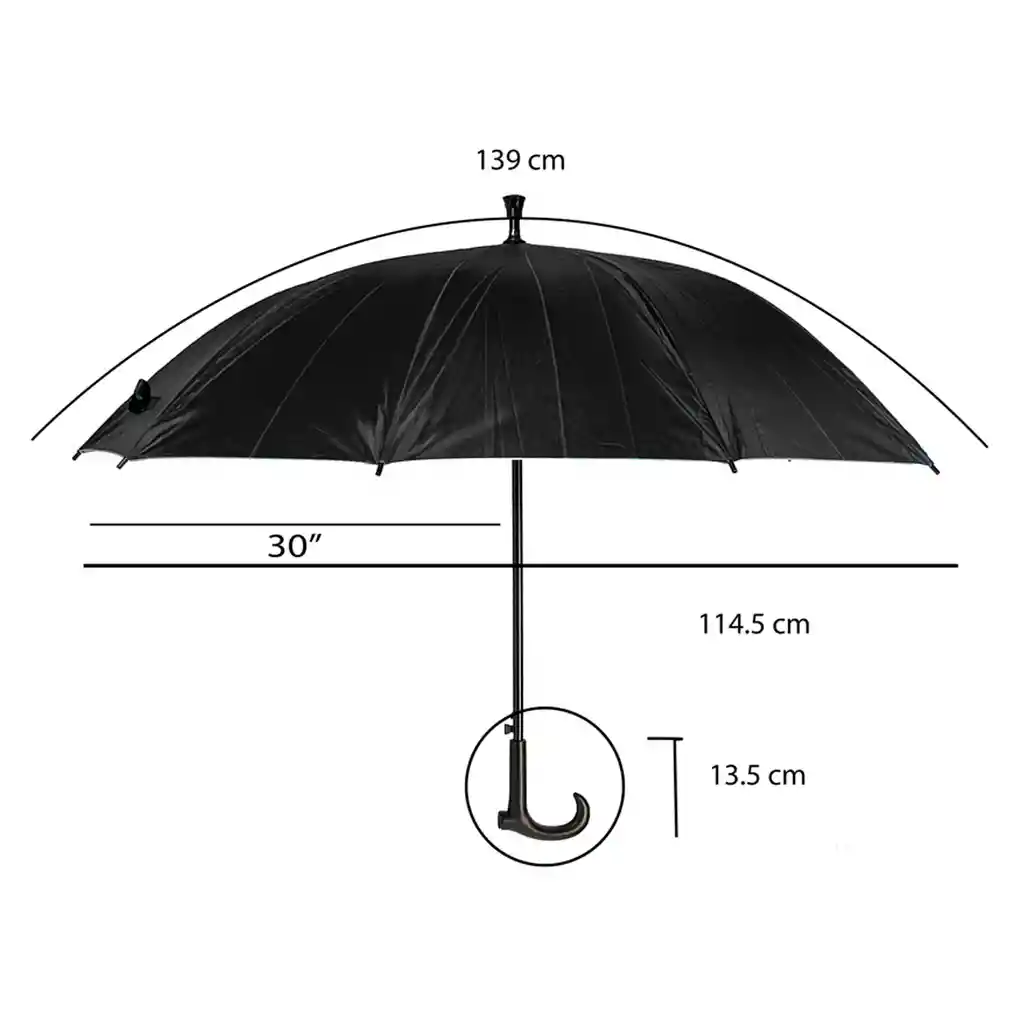 Sombrilla Bastón Punta Reforzada Paraguas Automática Filtro Negro