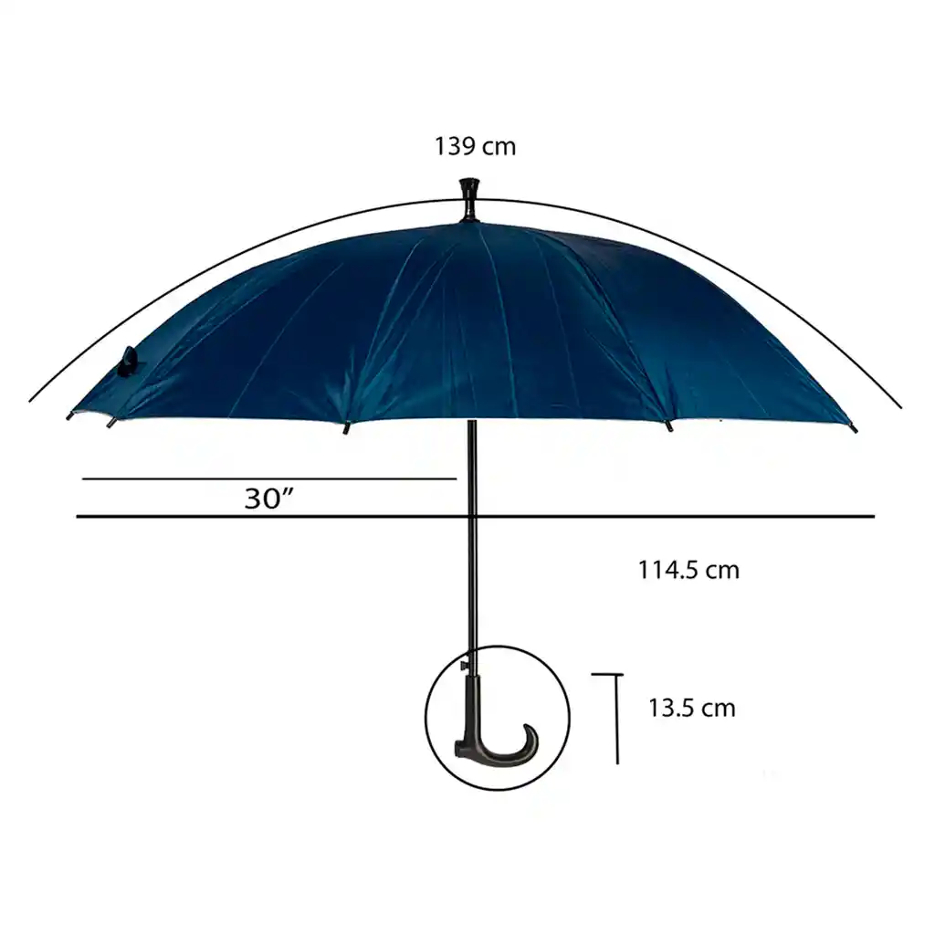 Sombrilla Baston Punta Reforzada Paraguas Automatica Filtro Azul Oscuro