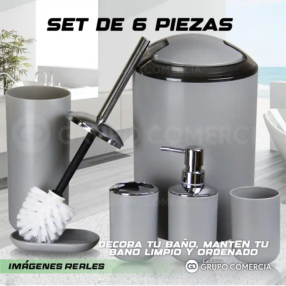 Set De Utensilios Y Accesorios Para Baño Juego X 6 Premium