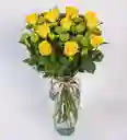 24 Rosas Amarillas En Cristal