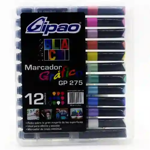 Caja De Marcadores Graficos, Gipao Black X12