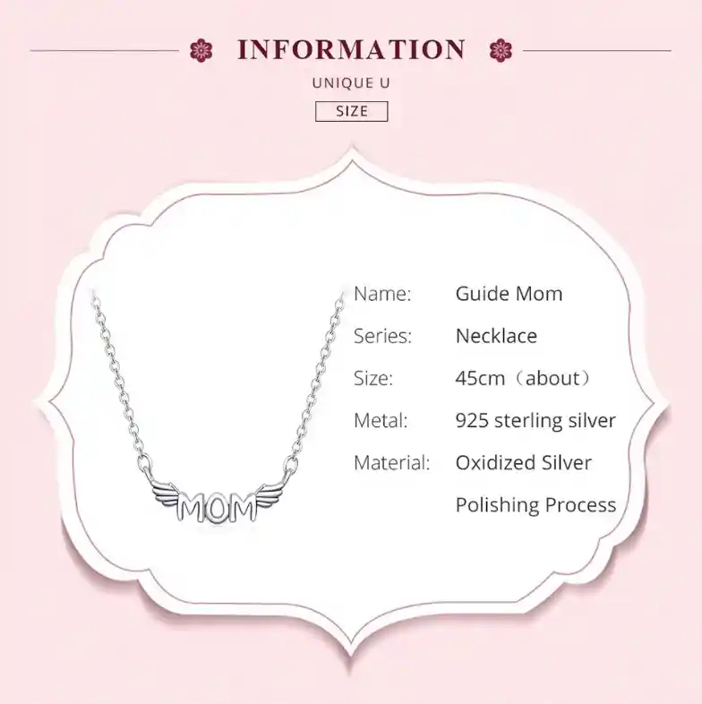Collar Para Mujer Dije Mamá Mom Fabricado En Plata 925