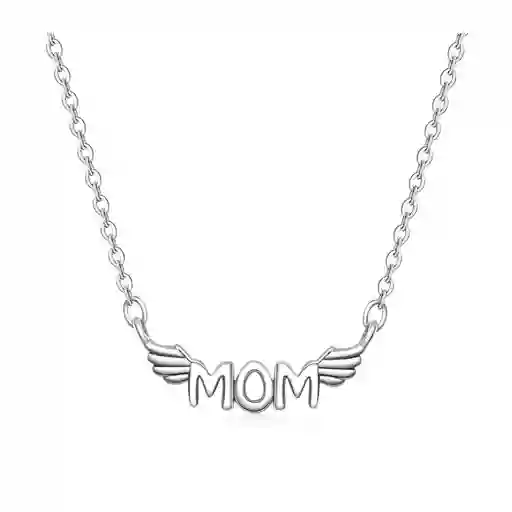 Collar Para Mujer Dije Mamá Mom Fabricado En Plata 925