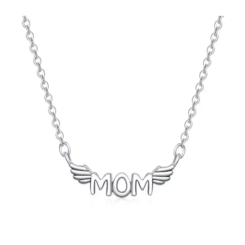 Collar Para Mujer Dije Mamá Mom Fabricado En Plata 925