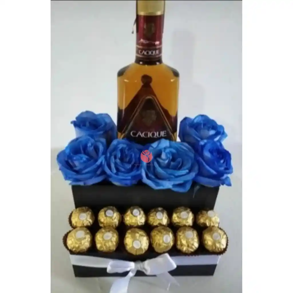 Arreglo Ferrero, Rosas Azules Y Licor
