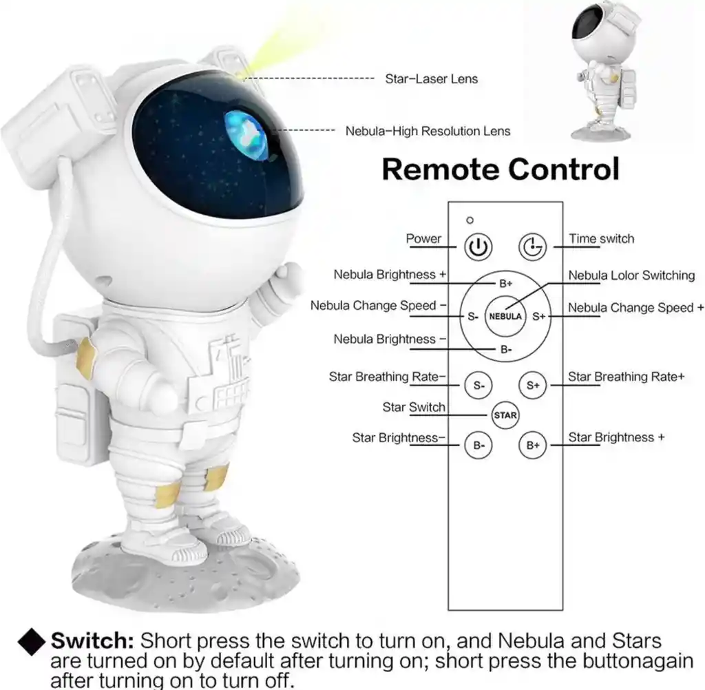 Astronauta Proyector Rgb Led Luces Galáxia Lámparas De Mesa