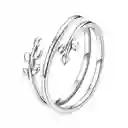 Anillo Doble Ajustable Para Mujer Hojas Fabricado En Plata