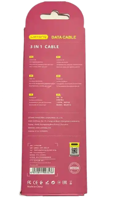 Cable Carga Rápida 3 En 1 Micro Usb + Tipo C + Lightning