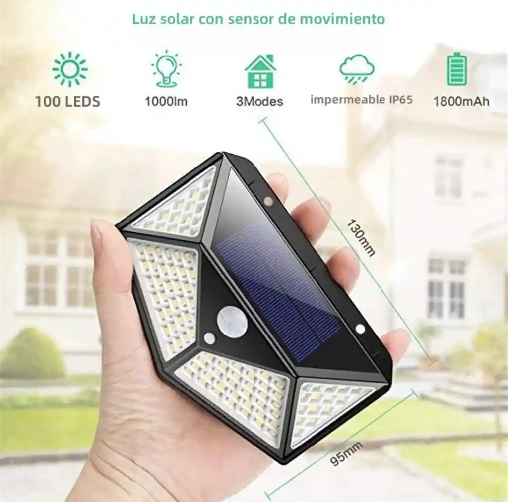 Lampara Solar 100 Led Sensor De Movimiento