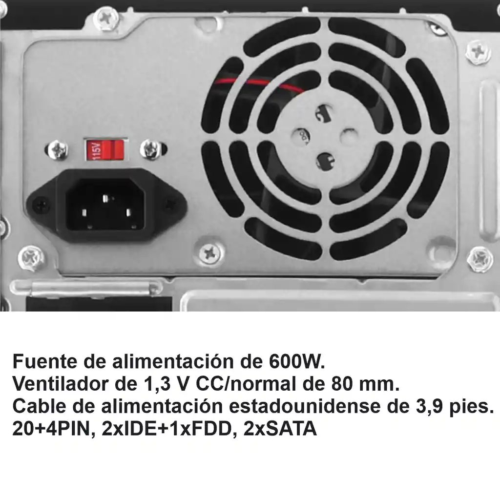 Gabinete Pc Chasis Atx Fuente De Poder 600w Xtech Xtq-214