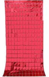 Cortina Metalizada Fiesta 1 Mt X 2 Mt Cuadros Backing Rojo