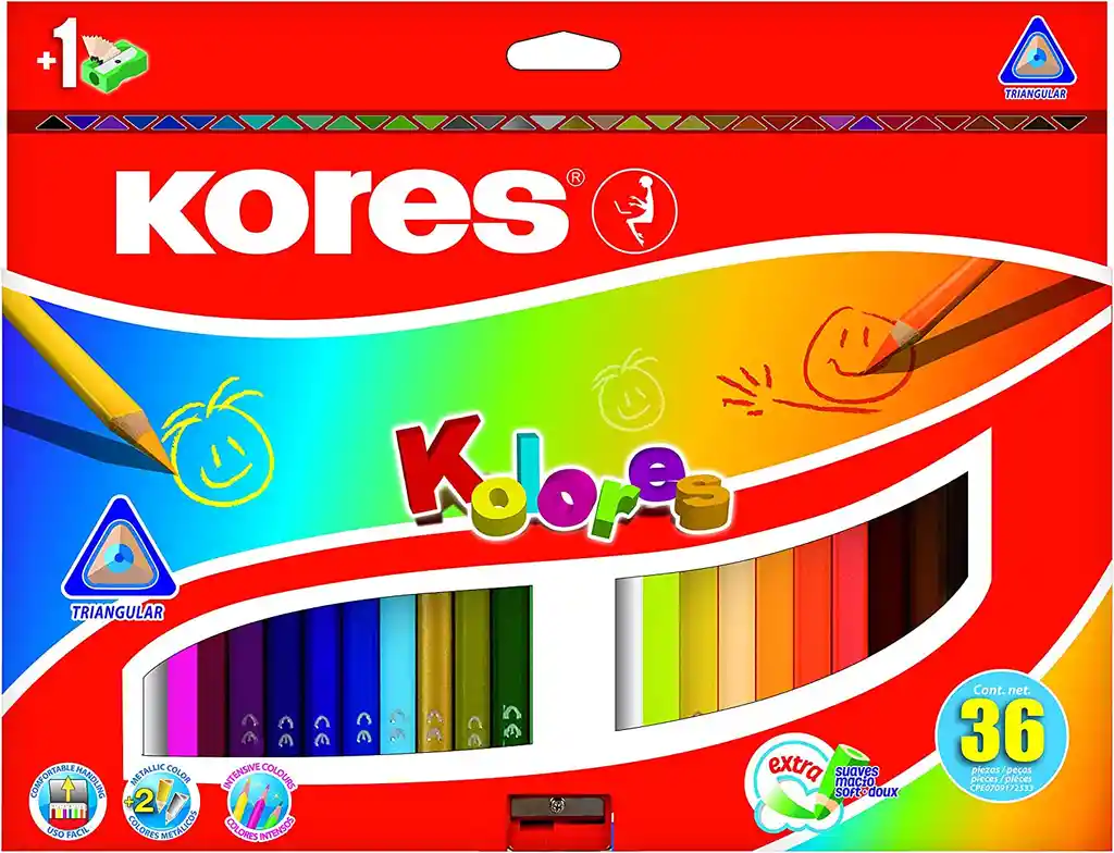 Kores Kolores - Lápices De Colores Triangulares (caja De 36 Colores Surtidos