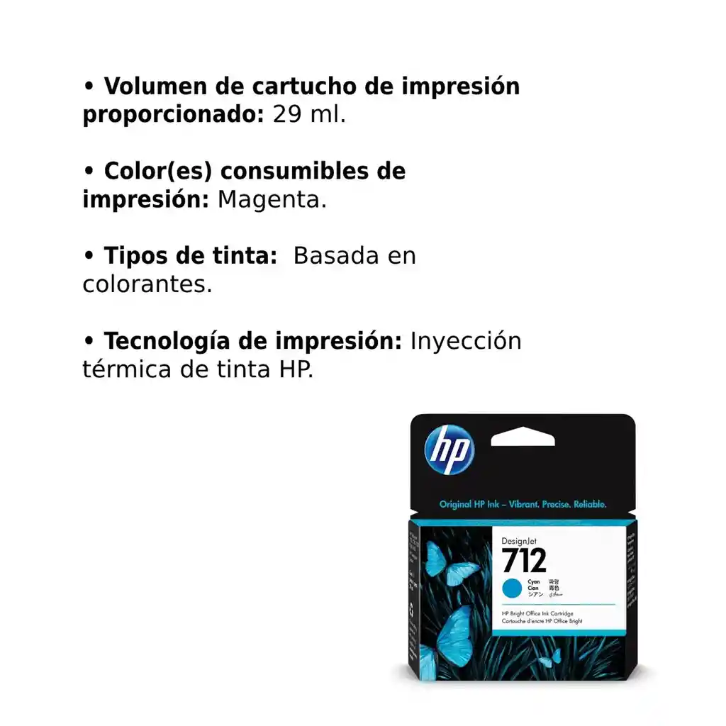 Cartucho De Tinta Hp Desingjet 712 Cian 29ml