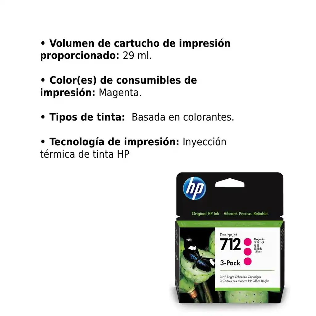 Cartucho De Tinta Hp Desingjet 712 Magenta Pack De 3 29ml