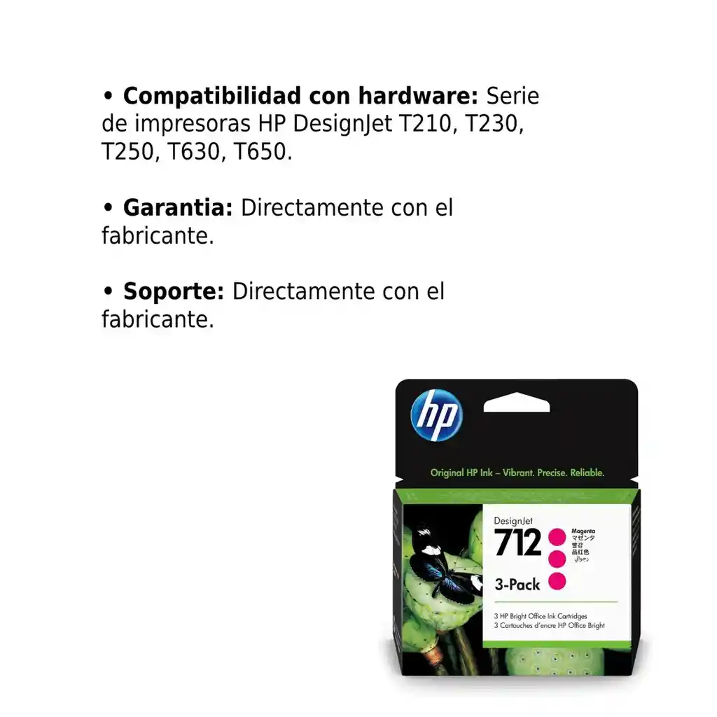 Cartucho De Tinta Hp Desingjet 712 Magenta Pack De 3 29ml