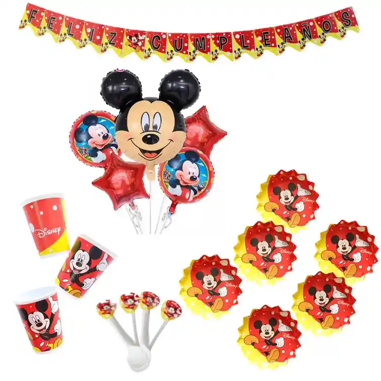 Kit Fiesta Mickey Mouse Para 12 Niños Decoracion