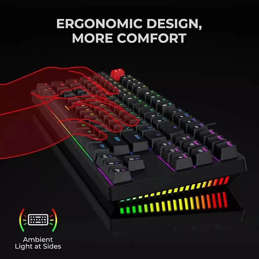 Teclado Mecánico 80% Switch Rojo 87 Teclas Con Led Arcoíris|