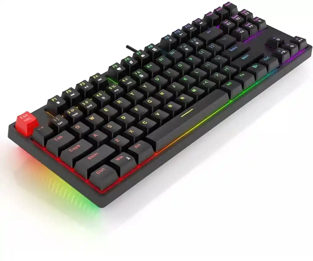 Teclado Mecánico 80% Switch Rojo 87 Teclas Con Led Arcoíris|