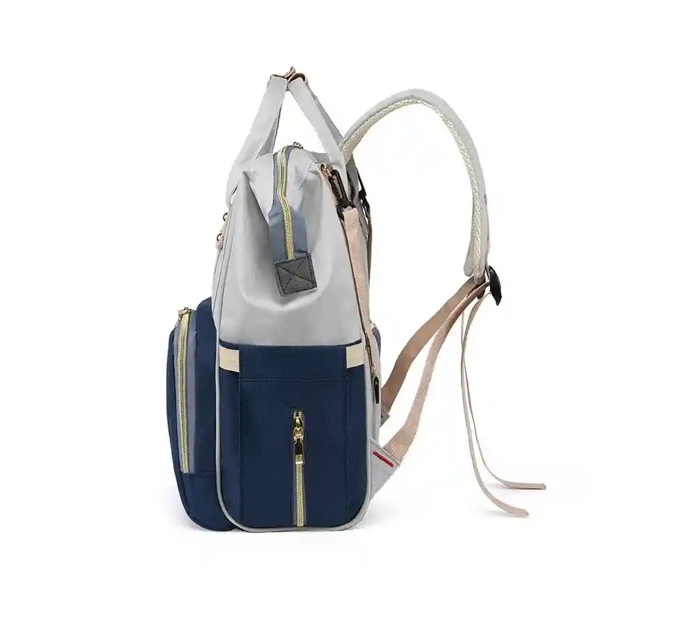 Pañalera Tipo Morral Multiusos Para Bebe Rayas Ref 2037 Azul