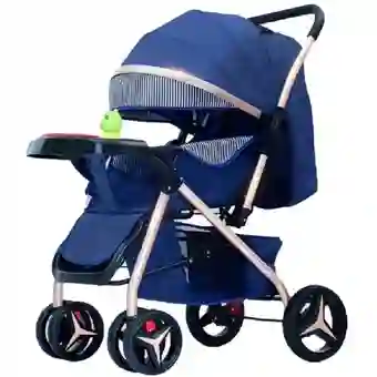 Coche Para Bebe Con Capota Expandible Musical Reversible Azul 602-1