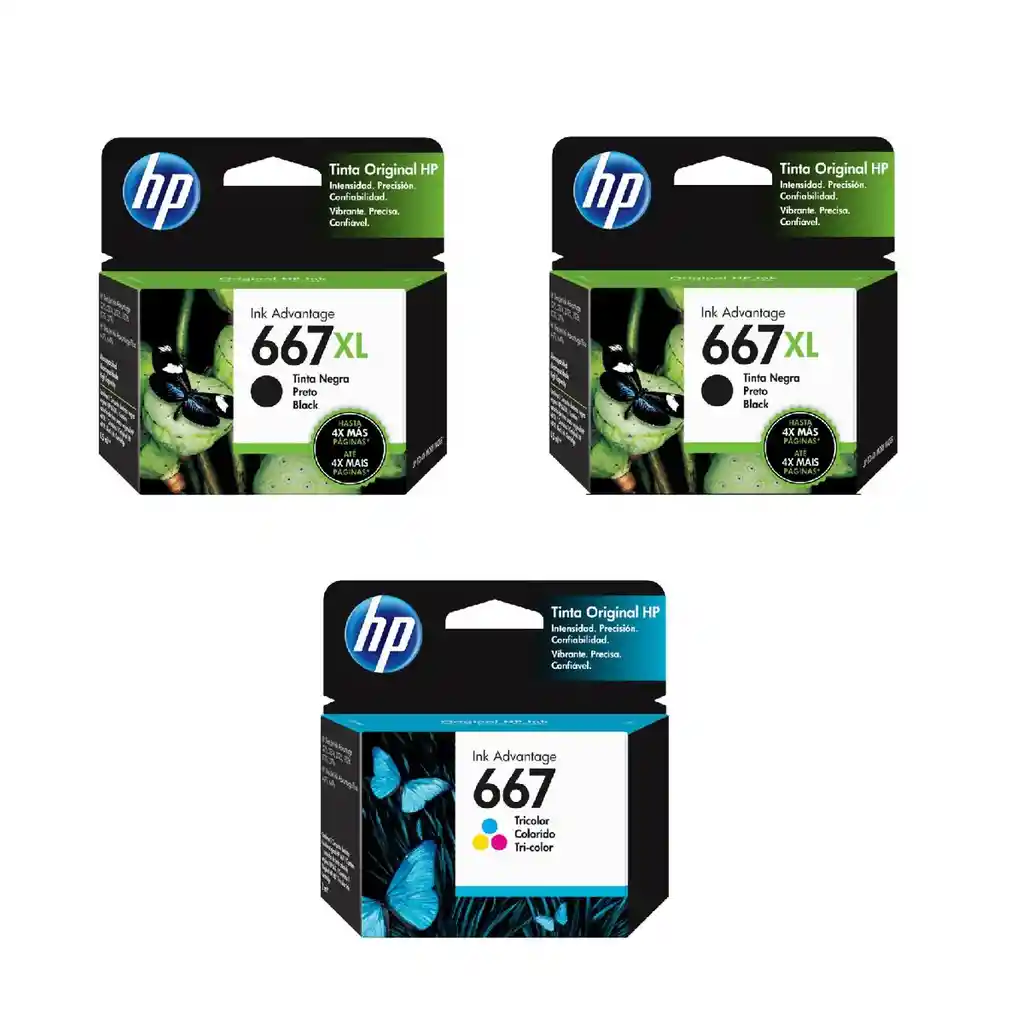 Kit De 2 Cartuchos Hp 667xl Negro + 667 Tricolor