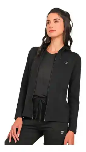 Buzo Deportivo Saco Con Capucha Wilson French 98395 Mujer Negro Xl