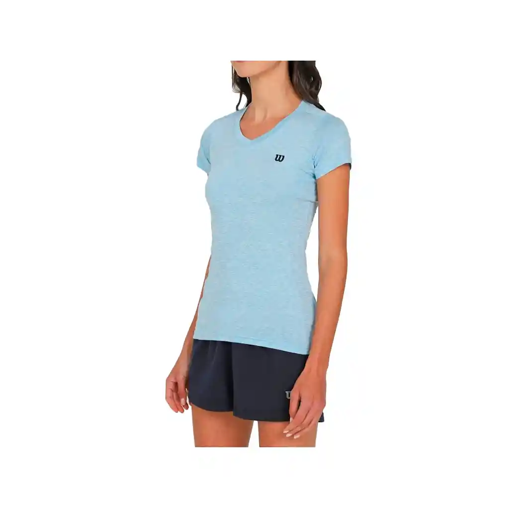 Camiseta Cuello V Wilson Deslavada 71592 Mujer Gym Fitness Turquesa M
