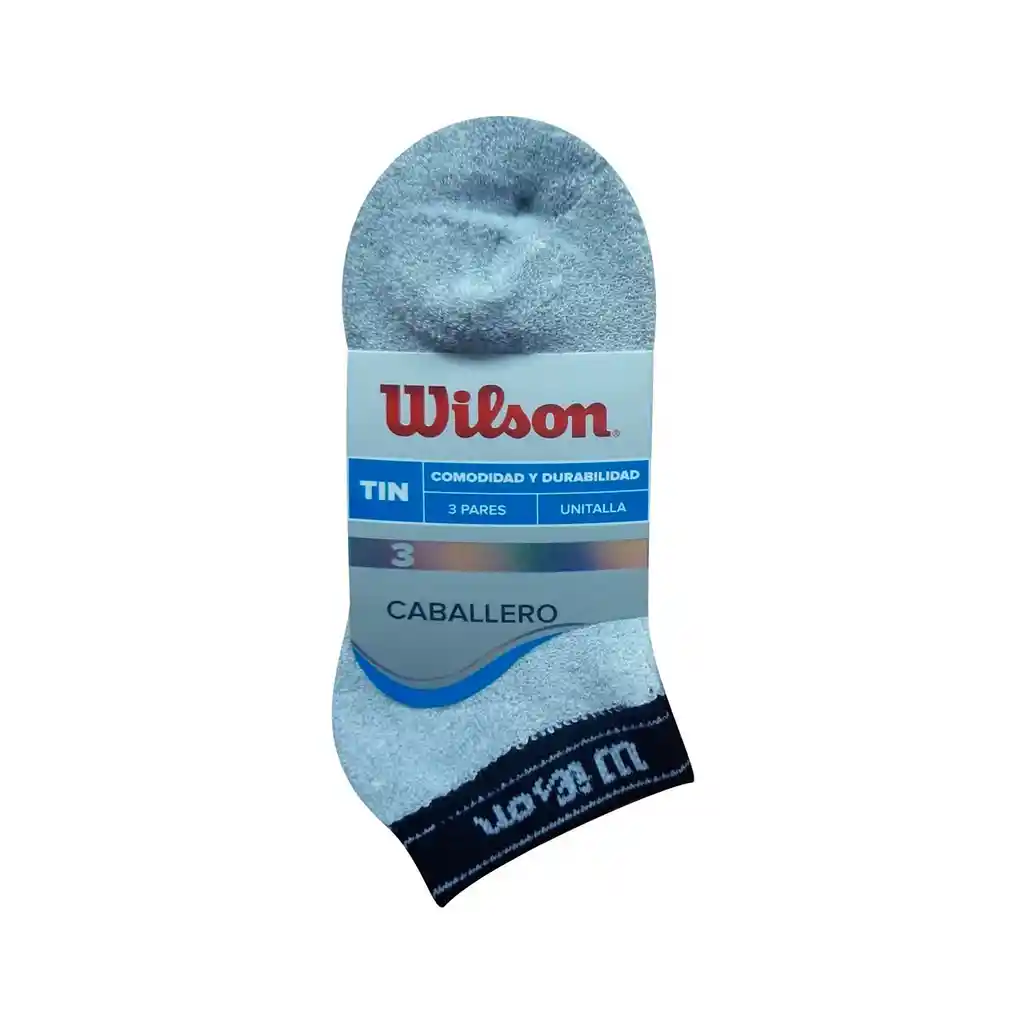 3 Pares Medias Wilson Calcetines Tipo Tin Para Caballero Unitalla Gris