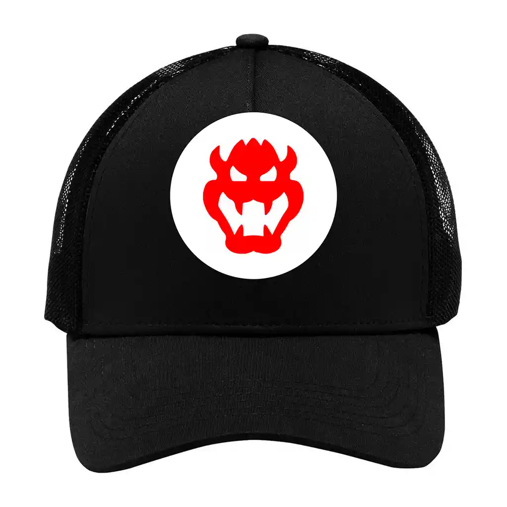 Gorra Camionera Mario Bros Diseños Trucker Negra Cachucha - Bowser Adultos