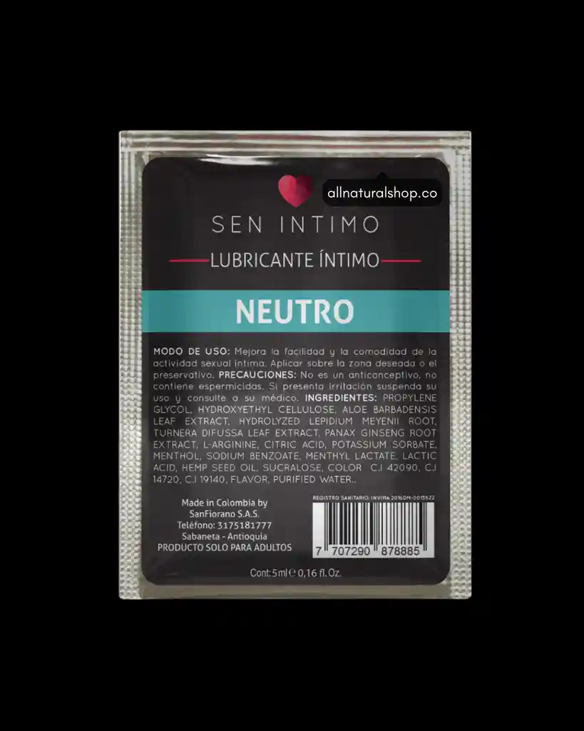 Lubricante Neutro Sen Íntimo 7ml