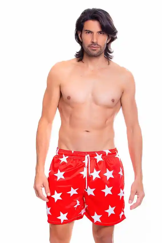 Pantaloneta De Hombre Talla L Rojo Estrellas