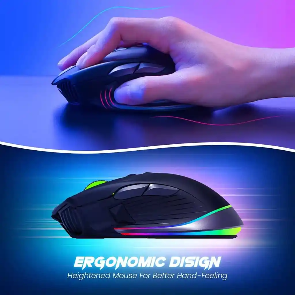 Mouse Gamer Inalambrico Recargable Con 8 Botones Programable