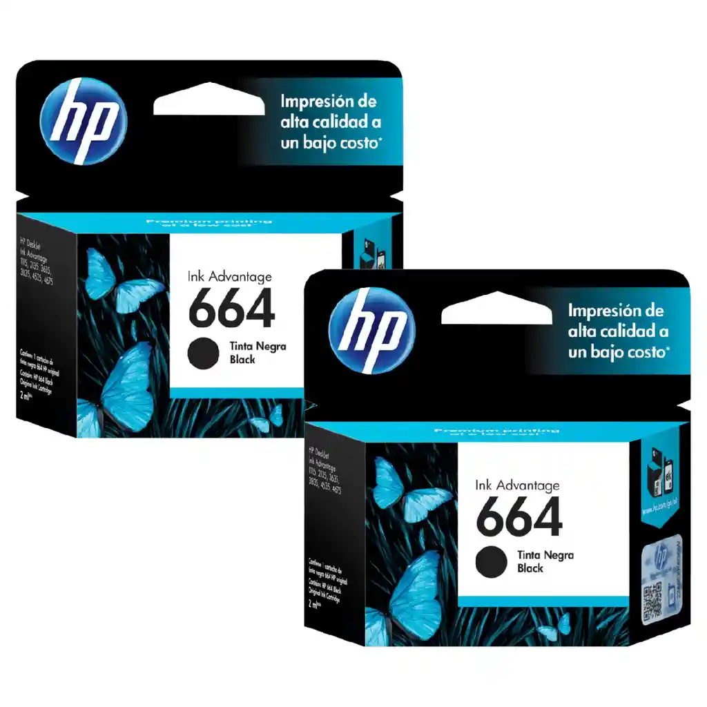 Kit De 2 Cartuchos De Tinta Hp 664 Original Negro F6v29al