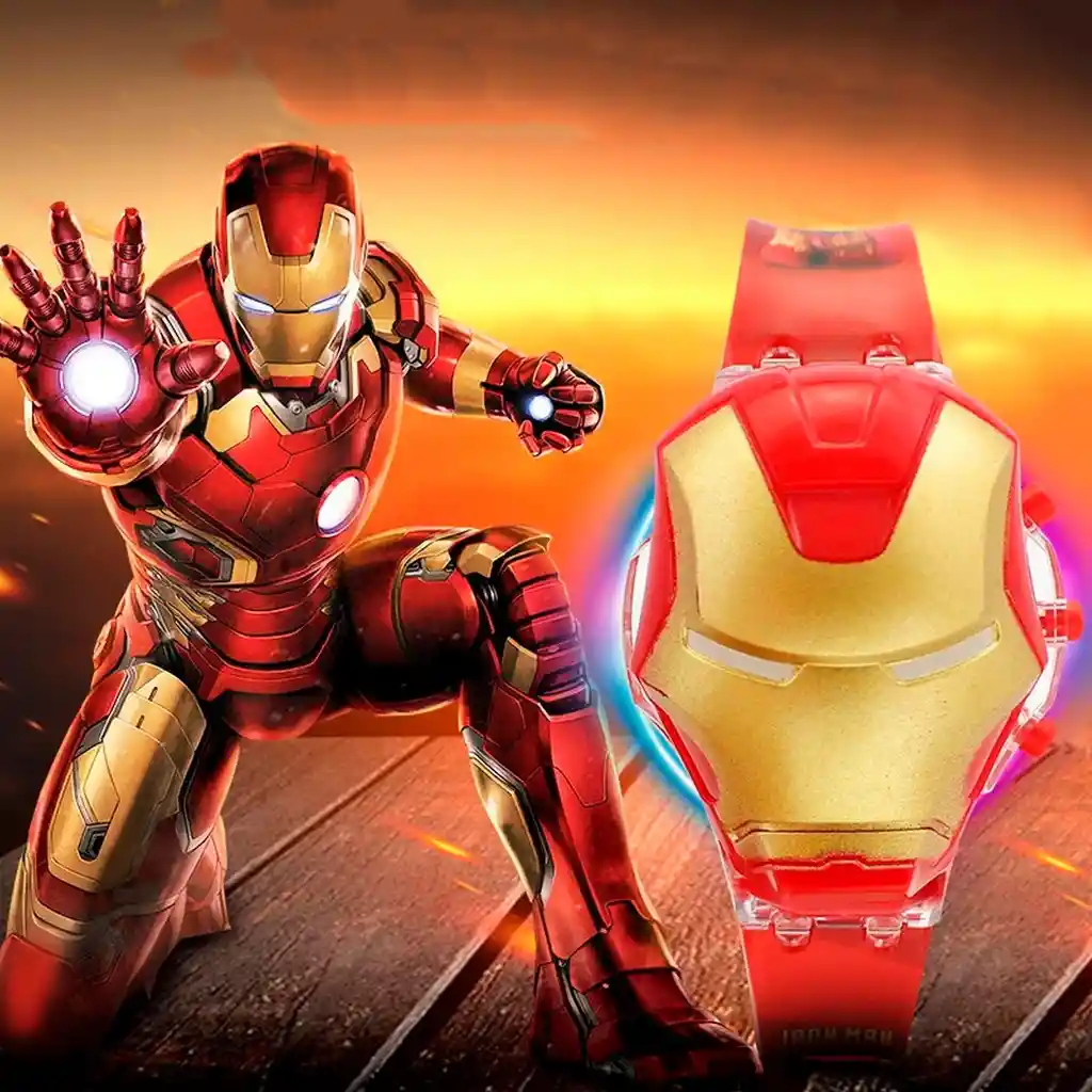 Reloj Niños Digital Luces Sonido Tapa Infantil Iron Man Dayoshop