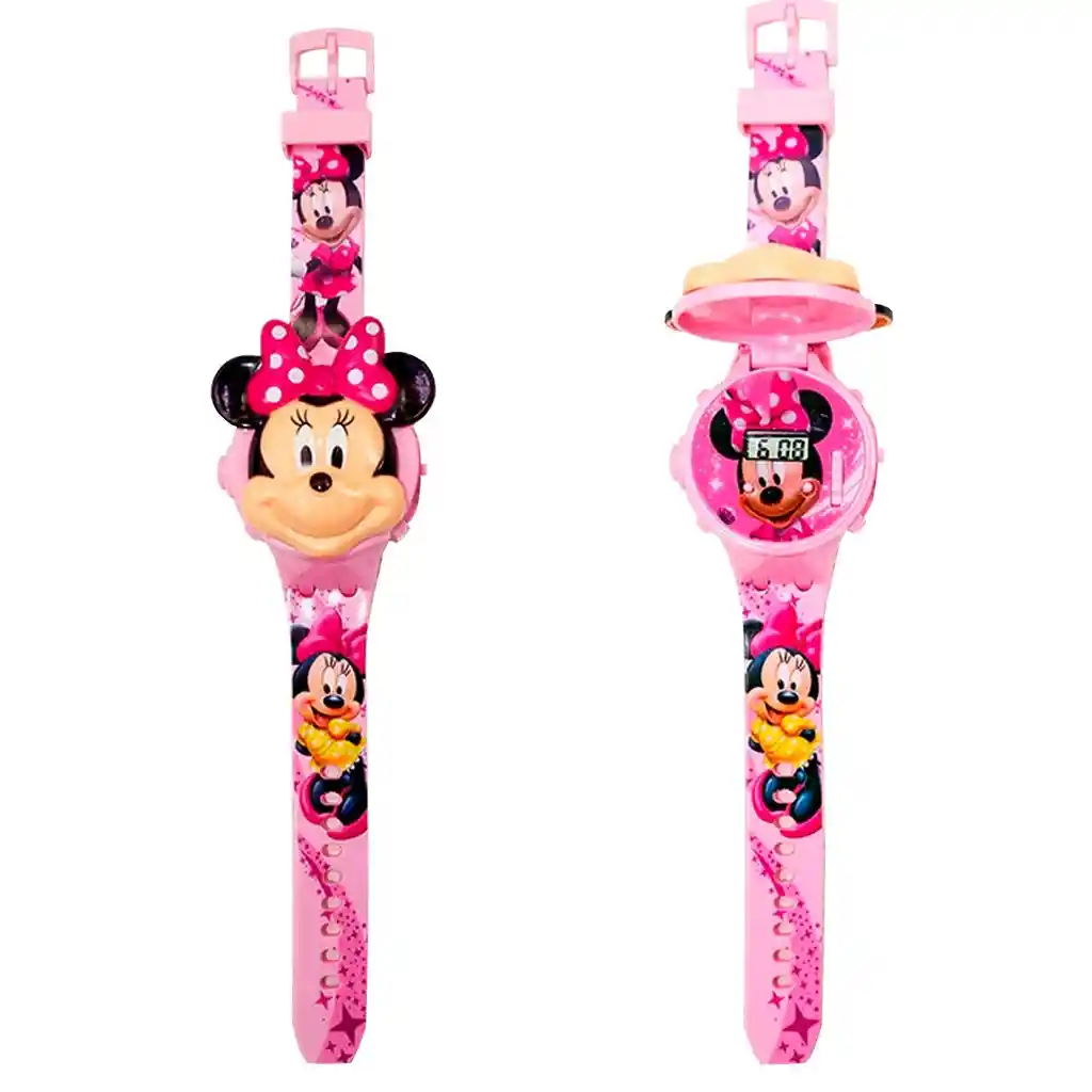 Reloj Niños Digital Luces Sonido Tapa Infantil Minnie Mouse Dayoshop