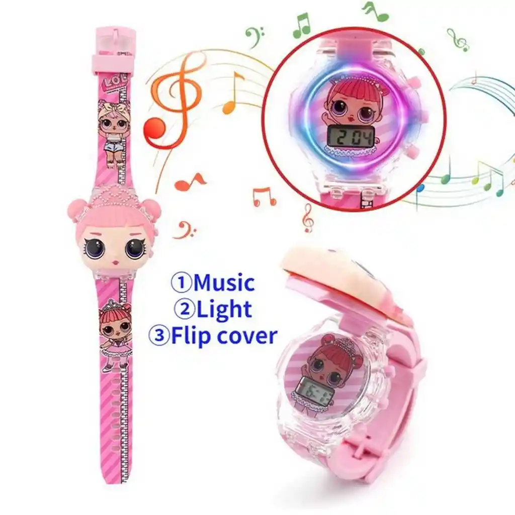 Reloj Niños Digital Luces Sonido Tapa Infantil Muñeca Lol Dayoshop