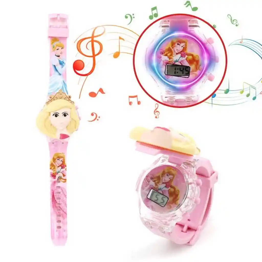 Reloj Niñas Digital Luces Sonido Tapa Princesa Disney Dayoshop