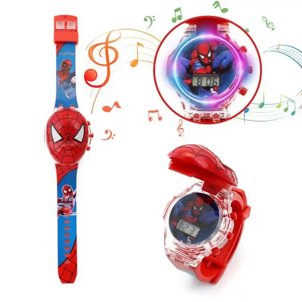 Reloj Niños Digital Luces Sonido Tapa Hombre Araña Spiderman Dayoshop