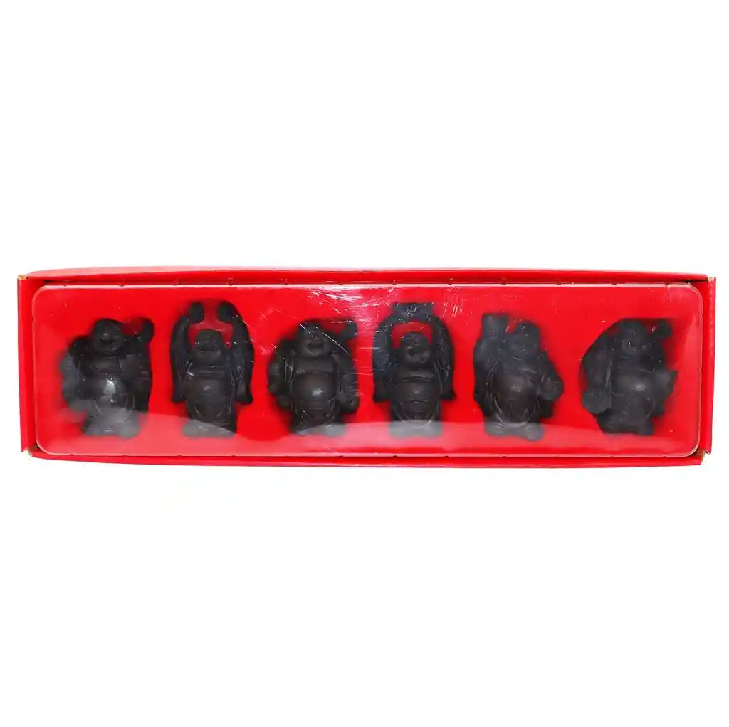 Buda Sonriente 6 Unidades Feng Shui Prosperidad Negro Dayoshop