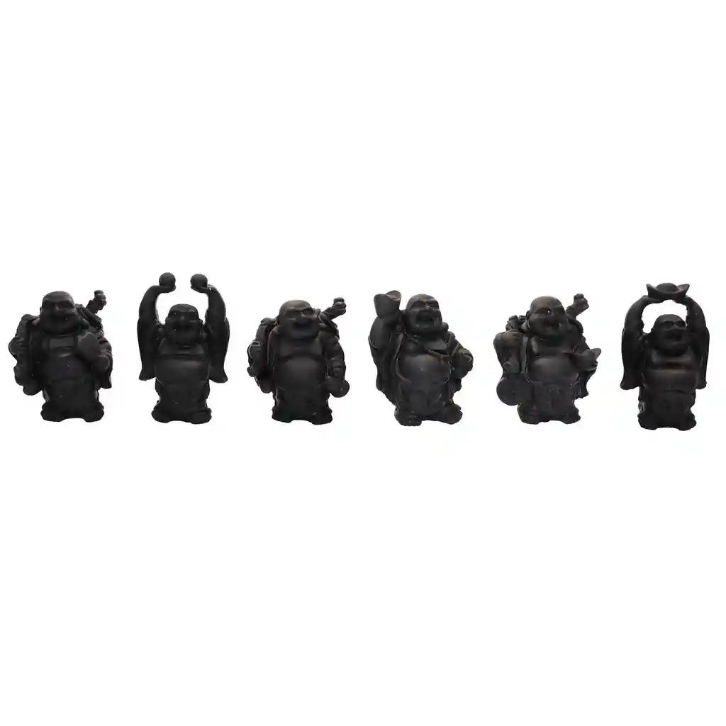 Buda Sonriente 6 Unidades Feng Shui Prosperidad Negro Dayoshop