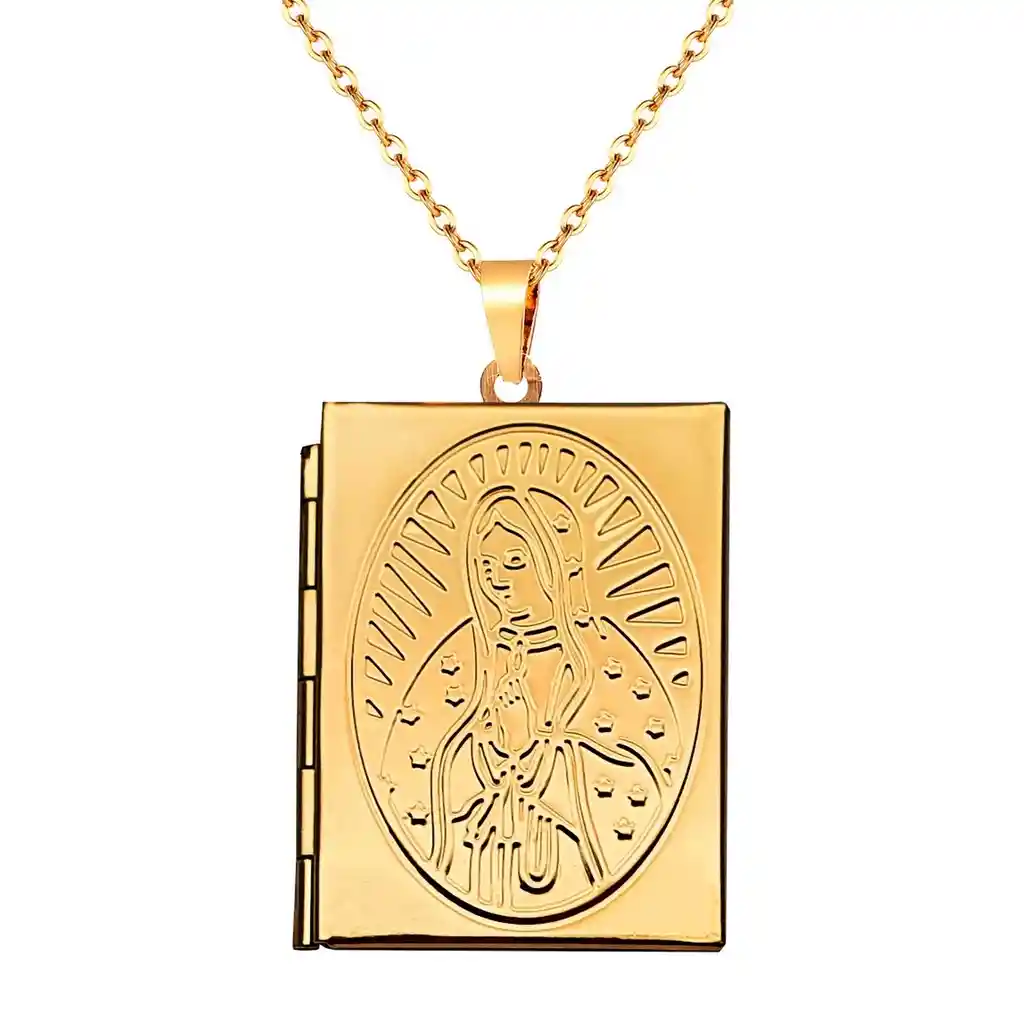 Collar Virgen Libro Relicario Acero Inoxidable+ Estuche Dayoshop