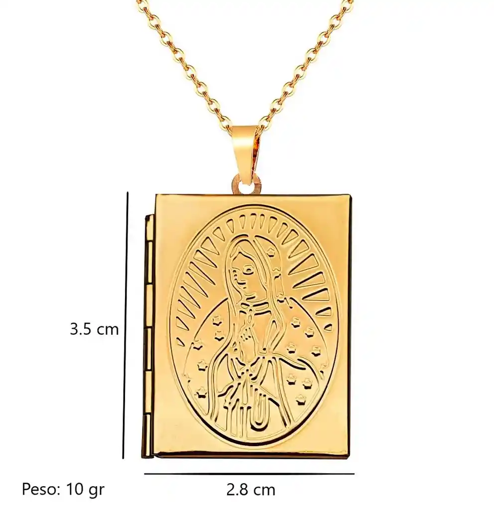 Collar Virgen Libro Relicario Acero Inoxidable+ Estuche Dayoshop