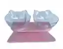 Comedero Doble Con Soporte Cara De Gato
